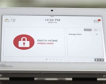 Alarm.com tablet screen.