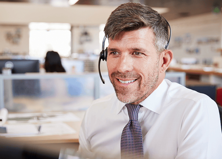 man at call center phone